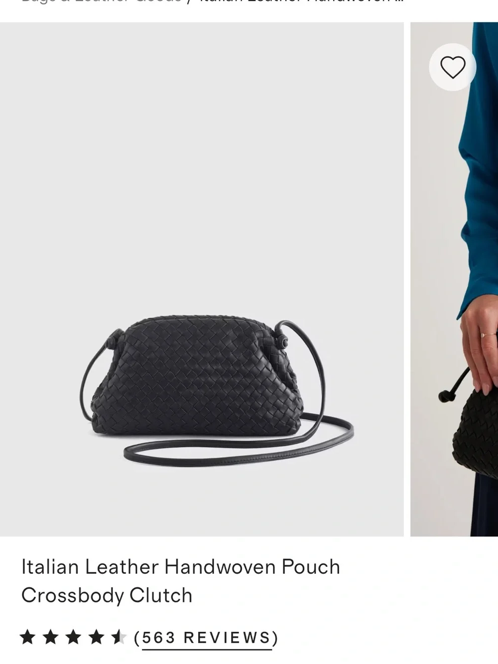 Handwoven Italian Leather Crossbody Pouch - Black